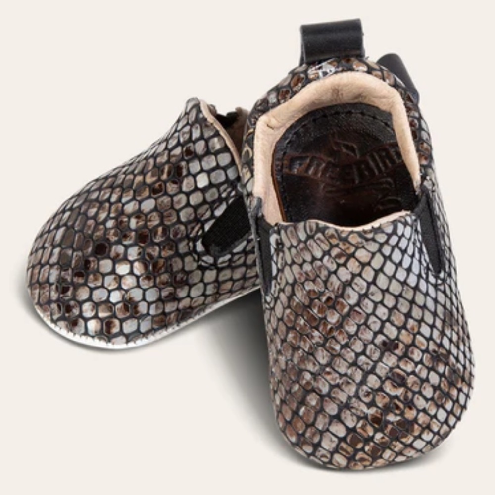 Brand New Baby Leather Freebird Shoes-Snakeskin Style Blue-Size 12-18 Months